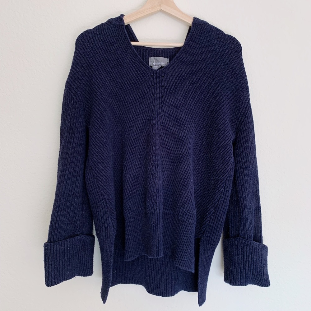 Anthropologie hooded knit with cuffed sleeves